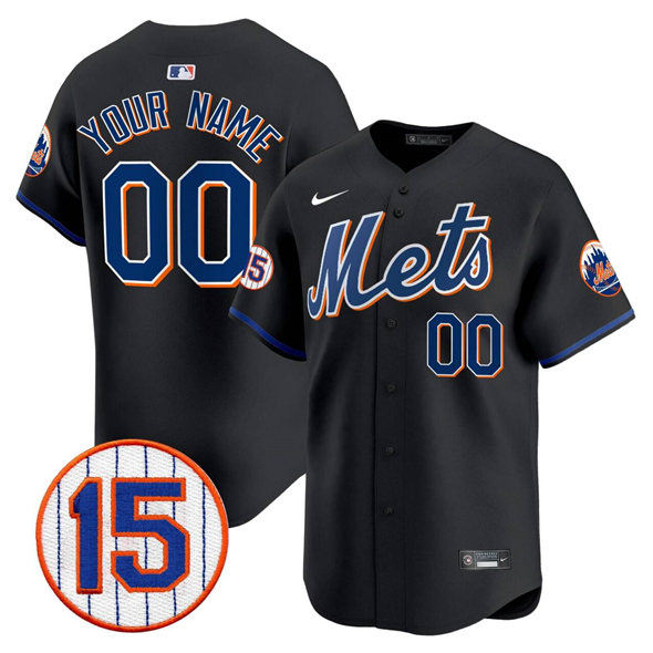 Men's New York Mets Active Player Custom Black Jerry Grote Patch Vapor Premier Limited Stitched Baseball Jersey Men's New York Mets Active Player Custom Black Jerry Grote Patch Vapor Premier Limited Stitched Baseball Jersey